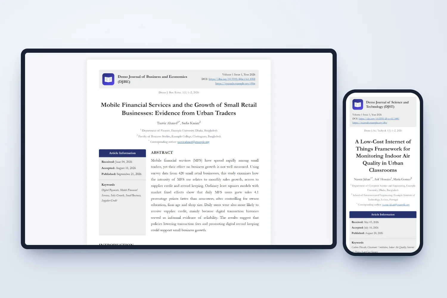 HTML galley for OJS, readable on laptop and phone