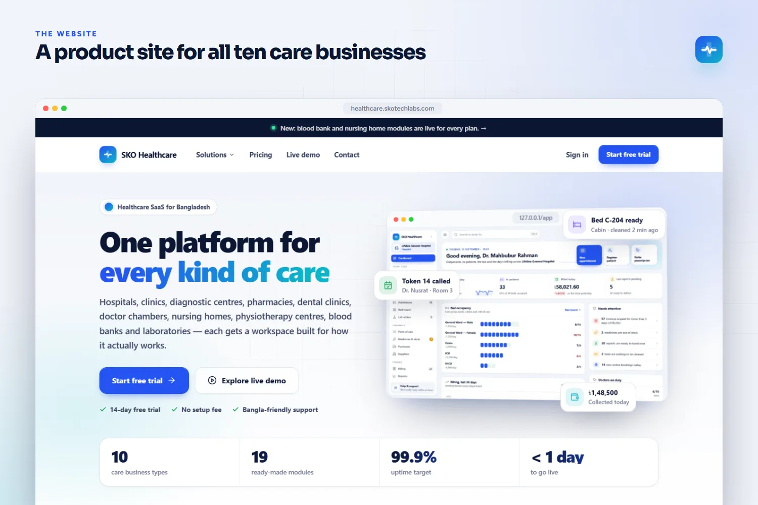 The public website for all ten care businesses