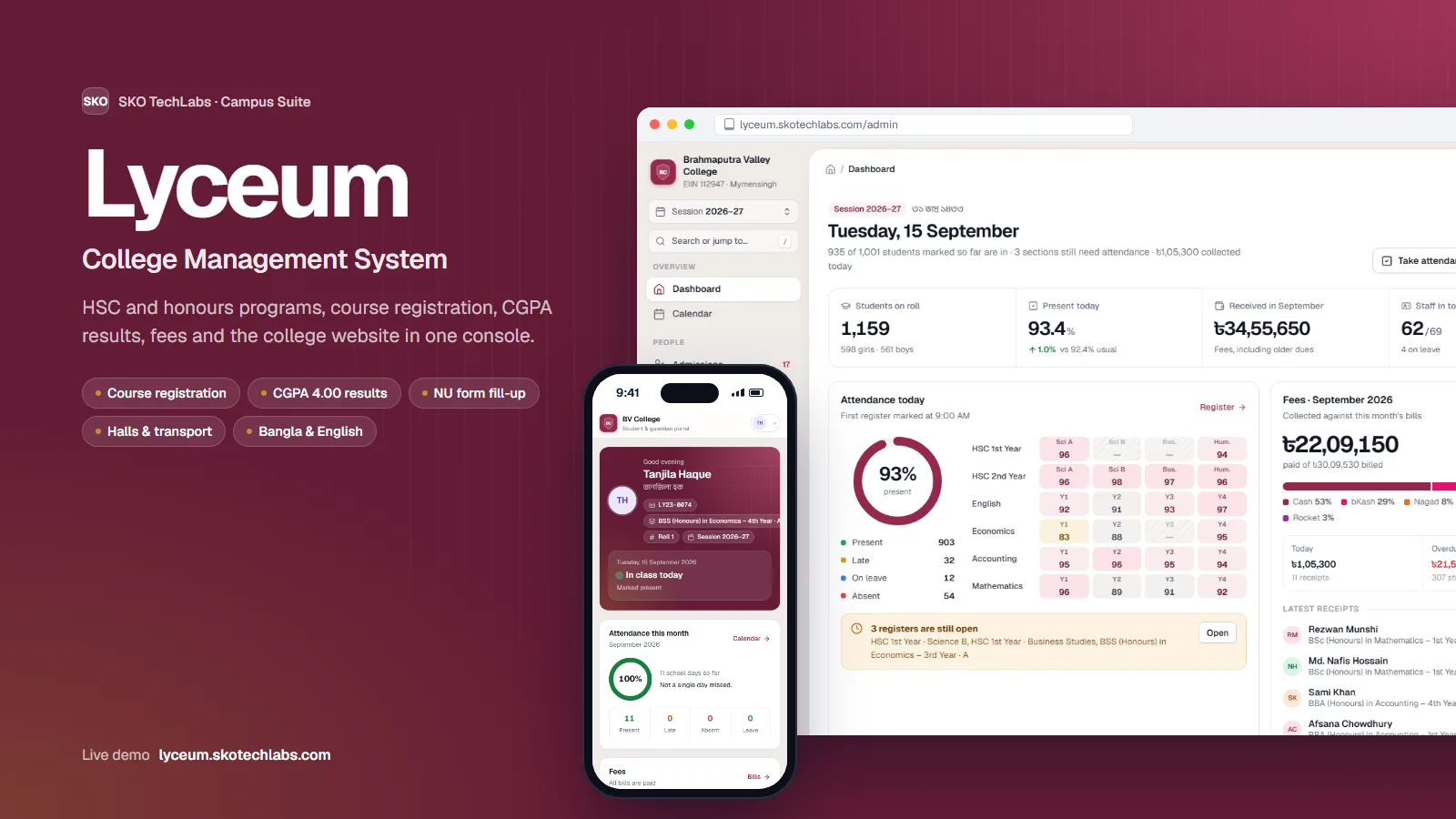 Lyceum — College Management System for HSC and Honours