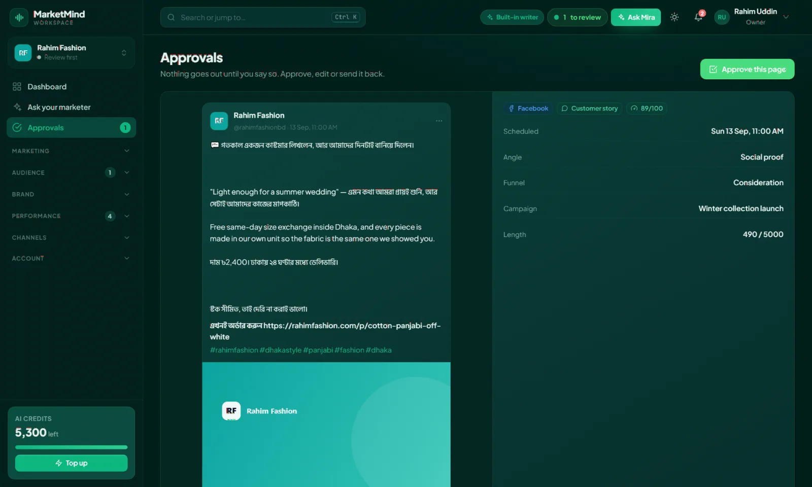 Approvals - nothing publishes until a human says yes