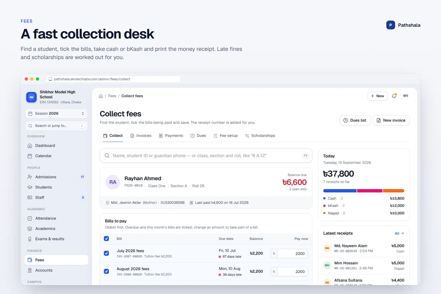 A fast collection desk
