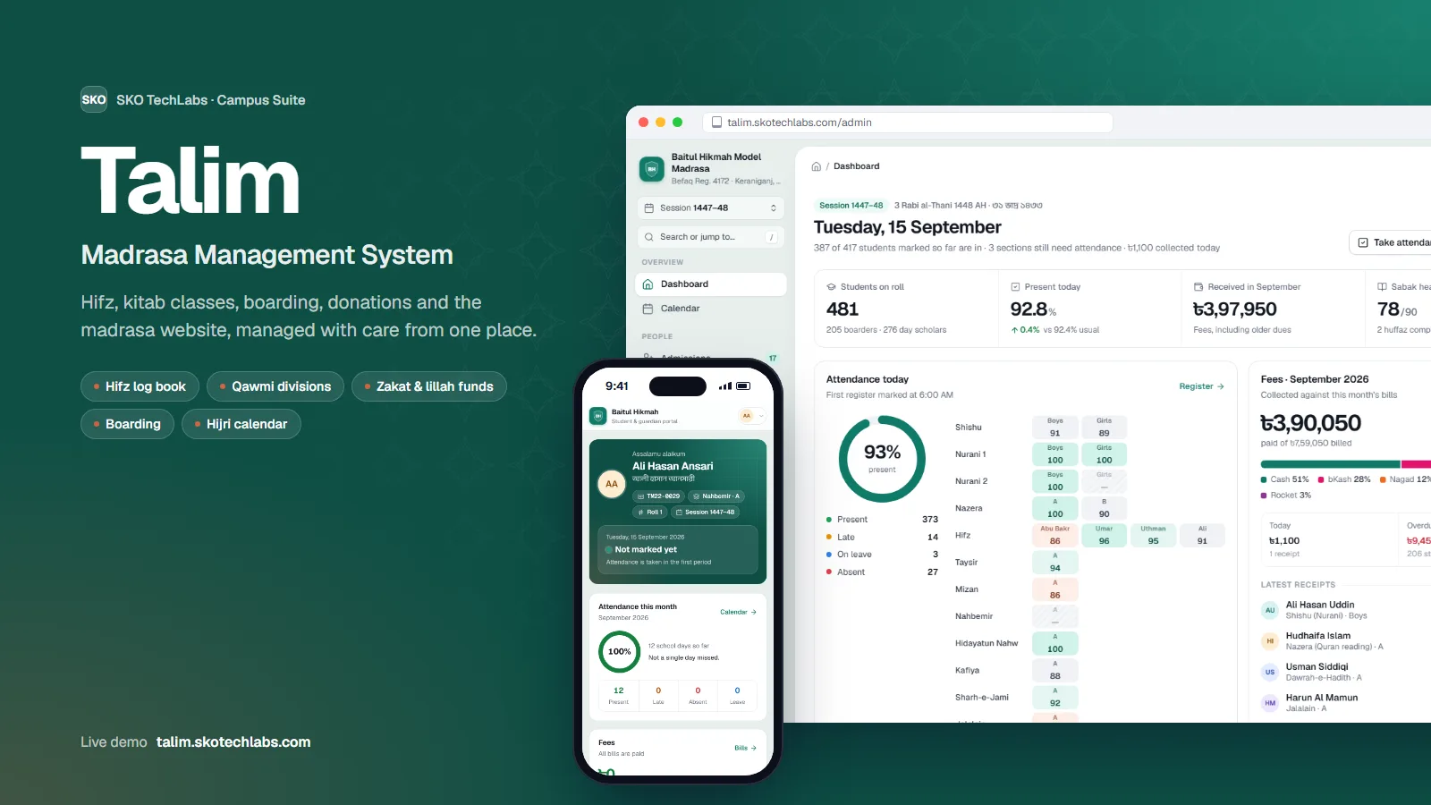 Talim — Madrasa Management System with Hifz Tracking